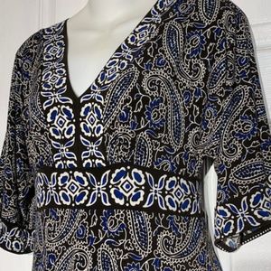 Donna Morgan Black, Blue, & White Jersey Dress